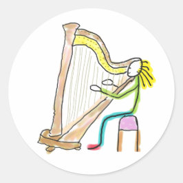 Harp Playing Stickman ラウンドシール