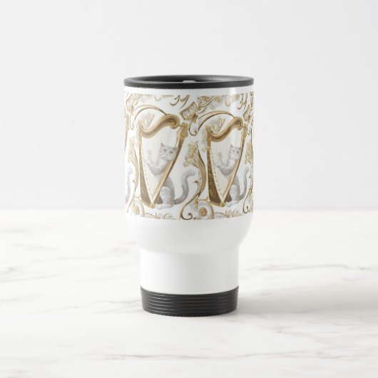 Harpist Cat Mug – Elegant Whimsy トラベルマグ (中央)