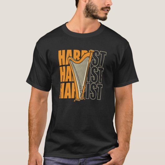 Harpist Konghou Pedal Harp Harpist Harp Player Tシャツ (正面)