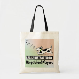Harpsichordプレイヤーに気を取られた漫画の犬 トートバッグ