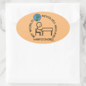 Harpsichord – 世界リボルブオーバルのまわりにステッカー 楕円形シール (バッグ)