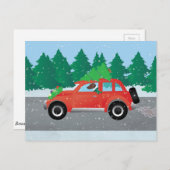 Harrier Dog車を運転 – クリスマスツリー上 シーズンポストカード (正面/裏面)