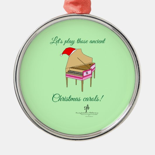 Harriet Harpsichordクリスマスキャロルズプレミアムラウンド メタルオーナメント (正面)