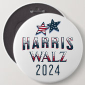 HarrisとWalz Democratal POTUS 2024大 缶バッジ (正面&裏面)