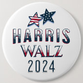 HarrisとWalz Democratal POTUS 2024大 缶バッジ (正面)