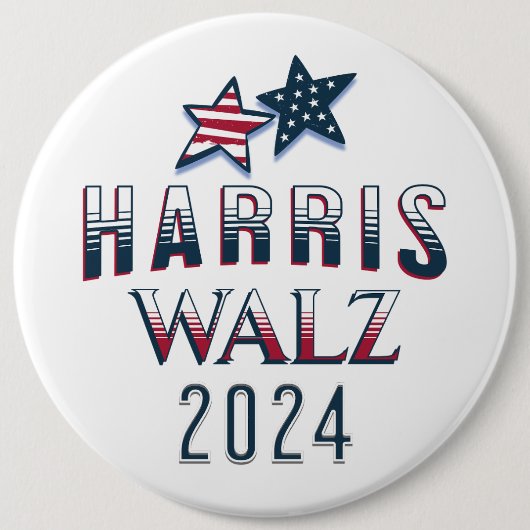 HarrisとWalz Democratal POTUS 2024大 缶バッジ (正面)