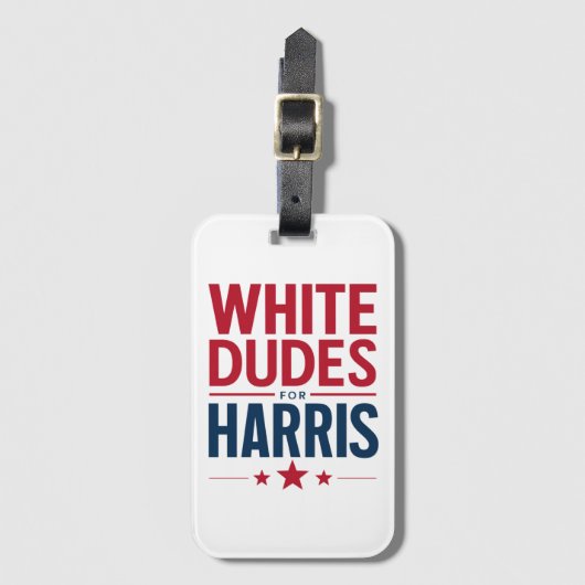 Harris支持の白人男性 Kamala Harris 2024 ラゲッジタグ (正面縦)