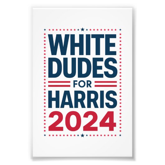 Harris-2024を支持する白人男性 フォトプリント (正面)
