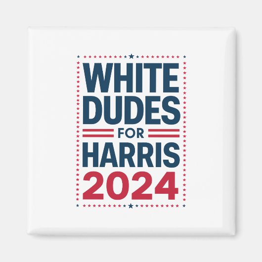 Harris-2024を支持する白人男性 マグネット (正面)