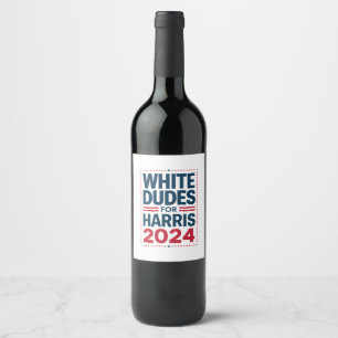 Harris-2024を支持する白人男性 ワインラベル