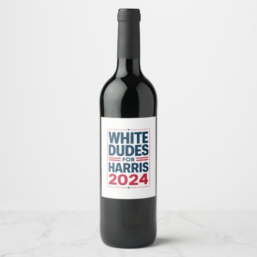 Harris-2024を支持する白人男性 ワインラベル (正面)