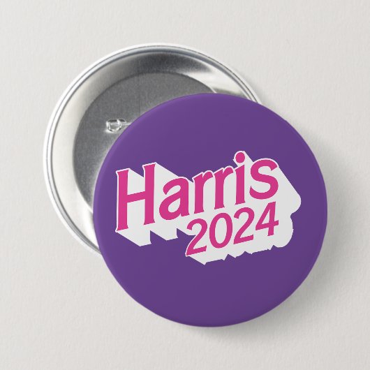 Harris 2024ピンクと紫カラフル 缶バッジ (正面&裏面)