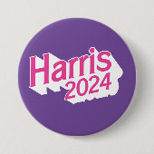 Harris 2024ピンクと紫カラフル 缶バッジ (正面)