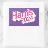 Harris 2024ピンクと紫カラフル 長方形シール (バッグ)