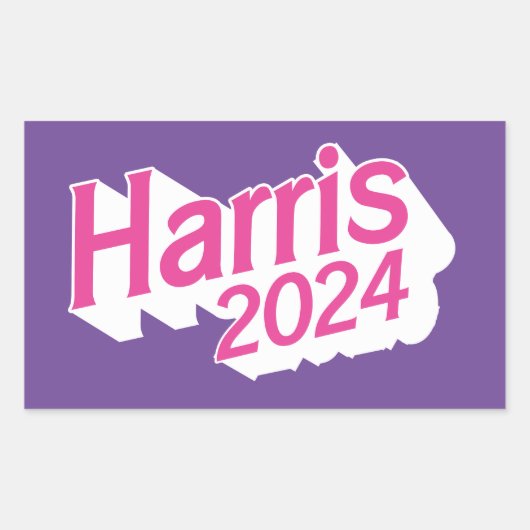 Harris 2024ピンクと紫カラフル 長方形シール (正面)
