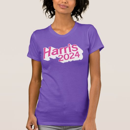 Harris 2024ピンクと紫カラフル tシャツ (正面)
