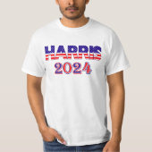 Harris 2024民主党米国国旗の文字値 tシャツ (正面)