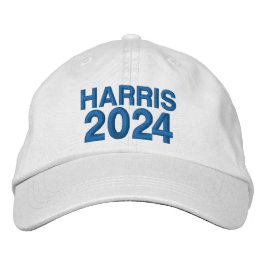 Harris 2024 モダンブルー タイポグラフィー選挙 刺繍入りキャップ