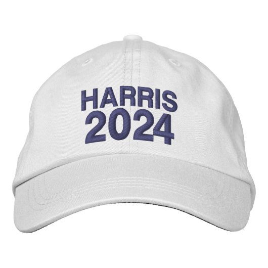 Harris 2024 モダン ダークブルー タイポグラフィ 選挙 刺繍入りキャップ (正面)