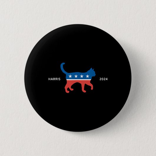Harris 2024 Democratal Cat - Kamala Wheimerの投票 缶バッジ (正面)