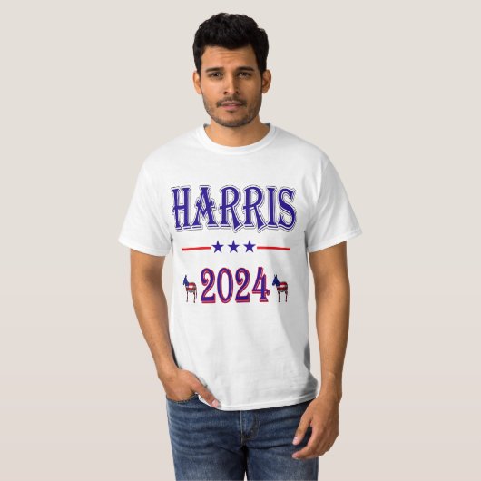 Harris 2024 Pres Democratal Donkeys USA ユニセックス Val Tシャツ (正面フル)