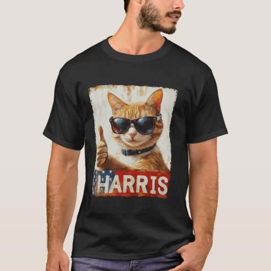 Harris 2024 Tおもしろいシャツ用の子どものいない猫レディース Tシャツ (正面)