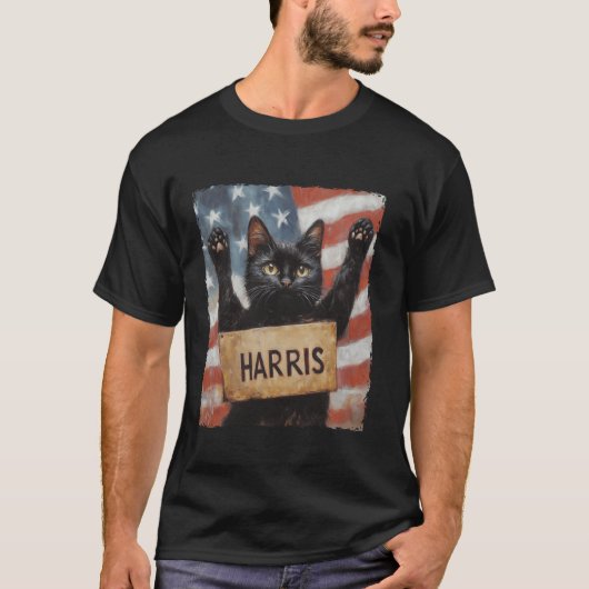 Harris 2024 Tおもしろいシャツ用の子どものいない猫レディース Tシャツ (正面)