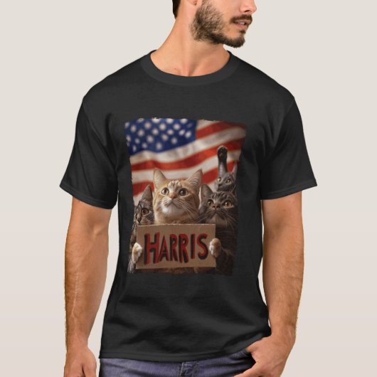 Harris 2024 Tおもしろいシャツ用の子どものいない猫レディース Tシャツ (正面)