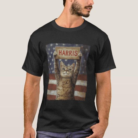 Harris 2024 Tおもしろいシャツ用の子どものいない猫レディース Tシャツ (正面)