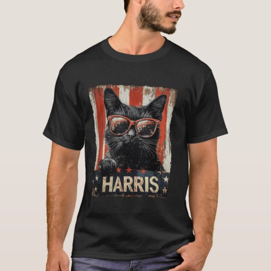 Harris 2024 Tおもしろいシャツ用の子どものいない猫レディース Tシャツ (正面)