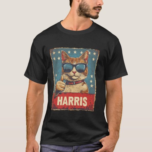 Harris 2024 Tおもしろいシャツ用の子どものいない猫レディース Tシャツ (正面)