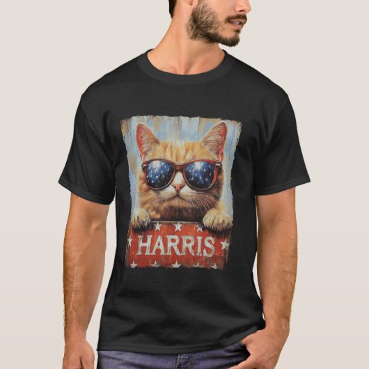 Harris 2024 Tおもしろいシャツ用の子どものいない猫レディース Tシャツ (正面)