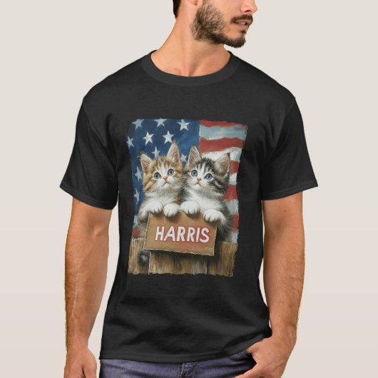 Harris 2024 Tおもしろいシャツ用の子どものいない猫レディース Tシャツ (正面)