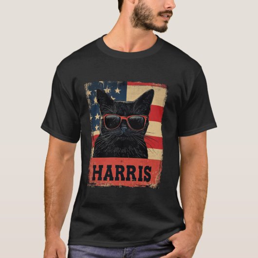 Harris 2024 Tおもしろいシャツ用の子どものいない猫レディース Tシャツ (正面)