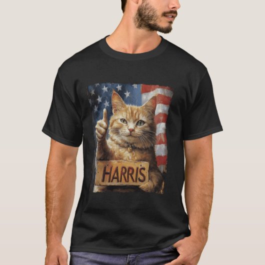 Harris 2024 Tおもしろいシャツ用の子どものいない猫レディース Tシャツ (正面)