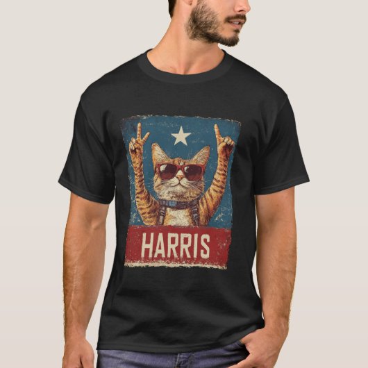 Harris 2024 Tおもしろいシャツ用の子どものいない猫レディース Tシャツ (正面)