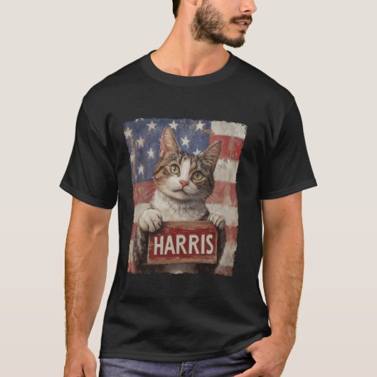 Harris 2024 Tおもしろいシャツ用の子どものいない猫レディース Tシャツ (正面)