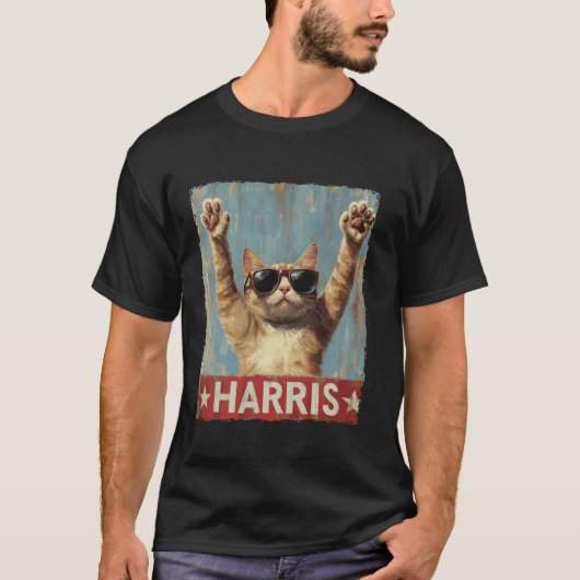 Harris 2024 Tおもしろいシャツ用の子どものいない猫レディース Tシャツ (正面)