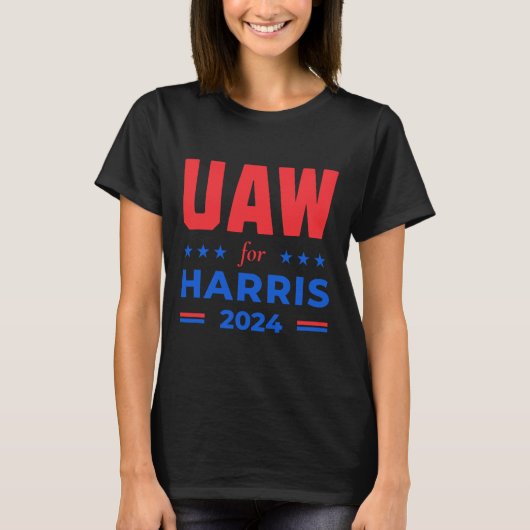 Harris 2024 Uaw Red Strike Kamalaの自動車労働者 Tシャツ (正面)