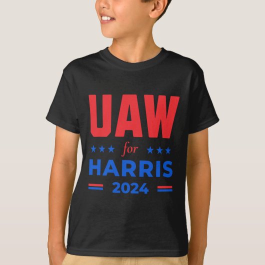 Harris 2024 Uaw Red Strike Kamalaの自動車労働者 Tシャツ (正面)