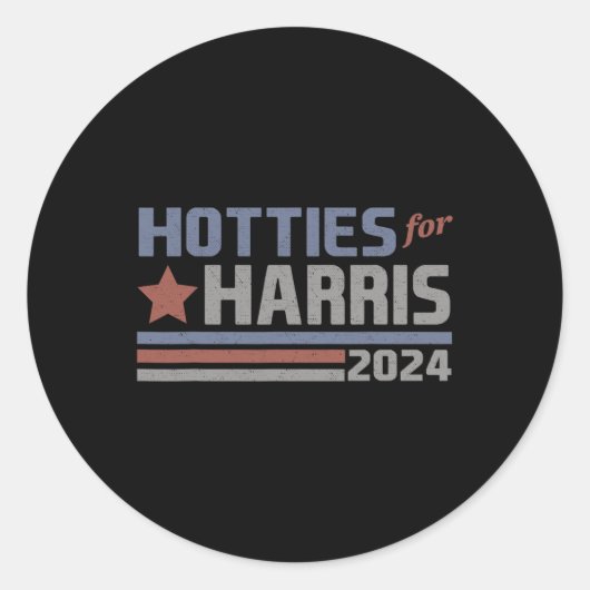 Harris 24 Hotties For Harris 2024 Tee 3 ラウンドシール (正面)