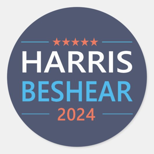 Harris Beshear 2024カマラハリス民主党員 ラウンドシール (正面)