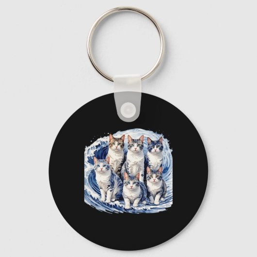 Harris Blue Cats Wave おもしろい - For Cat Owners キーホルダー (正面)