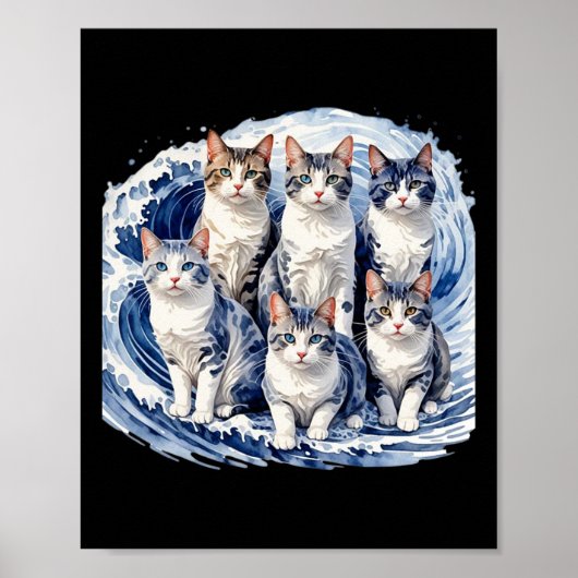 Harris Blue Cats Wave おもしろい - For Cat Owners ポスター (正面)