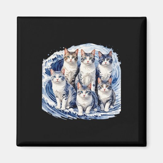 Harris Blue Cats Wave おもしろい - For Cat Owners マグネット (正面)
