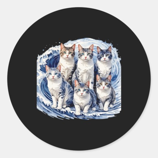 Harris Blue Cats Wave おもしろい - For Cat Owners ラウンドシール (正面)