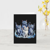 Harris Blue Cats Wave - For おもしろい Cat Owners 1 カード (黄色い花)