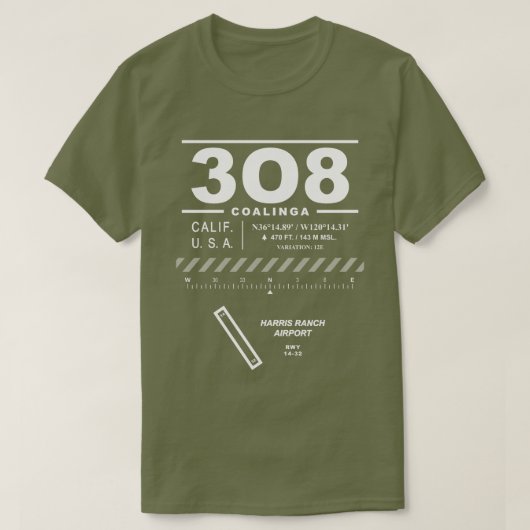Harris Ranch Airport 3O8 Tシャツ (デザイン正面)