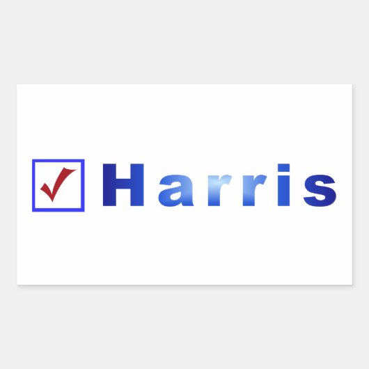 Harris Red Check In Blue Boxスタンプの投票 長方形シール (正面)