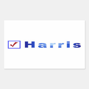 Harris Red Check In Blue Boxスタンプの投票 長方形シール